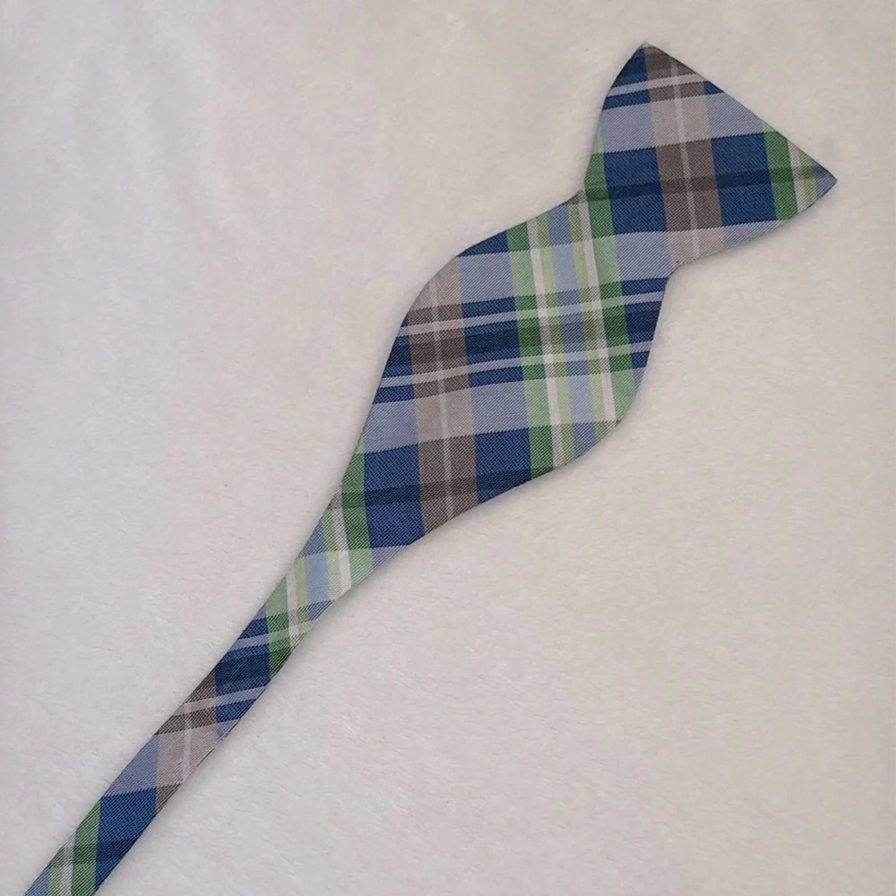 Beau Ties | Plaid Silk Bow Tie Self Tie Adjustable Hand Sewn Vermont Bow Tie - Picture 13 of 14
